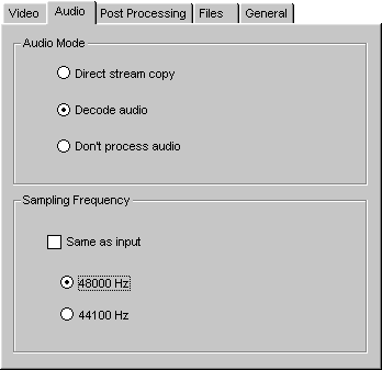 Xmpeg Audio Settings