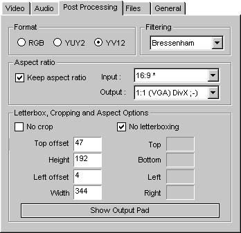 Xmpeg Post Processing Settings