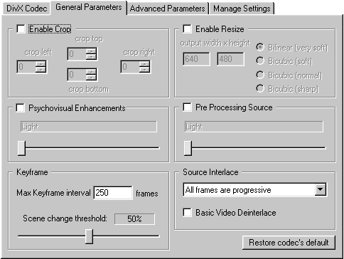 DivX 5.x - General Parameters Setup