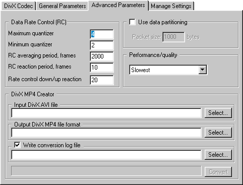 DivX 5.x - Advanced Parameters Setup