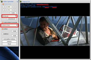 XMpeg kuvan asetukset