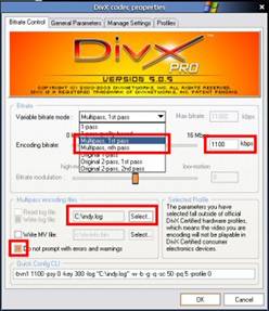 DivX 5.0.5 Bitrate Control