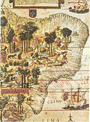 Map of Brazil issued by the Portuguese explorers in 1519.