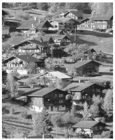 A Swiss alpine village in the Jungfrau Region of Switzerland.