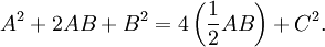 A^2+2AB+B^2=4left(fracABright)+C^2.,!