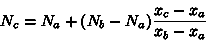 beginN_=N_+(N_-N_)frac{x_-x_a}end