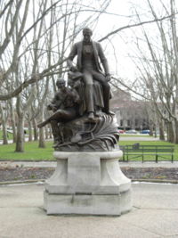 Sculpture of Stephen Foster near the entrance of Carnegie Museum of Natural History.