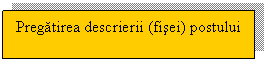 Text Box: Pregatirea descrierii (fisei) postului