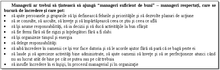 Text Box: Managerii ar trebui sa tinteasca sa ajunga 