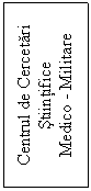 Text Box: Centrul de Cercetari Stiintifice
Medico - Militare
