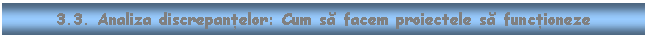 Text Box: 3.3. Analiza discrepantelor: Cum sa facem proiectele sa functioneze

