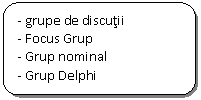 Rounded Rectangle: - grupe de discutii
- Focus Grup
- Grup nominal
- Grup Delphi
