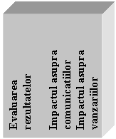 Text Box: Evaluarea rezultatelor

Impactul asupra comunicatiilor
Impactul asupra vanzariilor
