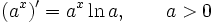 (a^x)' = ,qquad a > 0