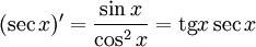 (sec x)' =  = mbox x sec x