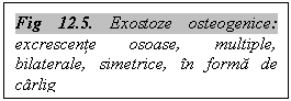 Text Box: Fig 12.5. Exostoze osteogenice: excrescente osoase, multiple, bilaterale, simetrice, in forma de carlig
