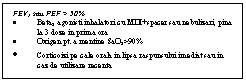 Text Box: FEV1 sau PEF > 50%
.	Beta2 agonisti inhalatori cu MDI+spacer sau nebulizari, pina la 3 doze in prima ora			
.	Oxigen pt. a mentine SaO2>90%
.	Corticoizi pe cale orala in lipsa raspunsului imediat sau in caz de utilizare recenta			

