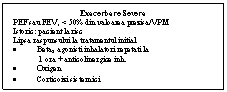 Text Box: Exacerbare Severa
PEF sau FEV1 < 50% din valoarea prezisa/VPM
Istoric: pacient la risc
Lipsa raspunsului la tratamentul initial
.	Beta2 agonisti inhalatori repetati la
 1 ora + anticolinergice inh.
.	Oxigen
.	Corticoizi sistemici
