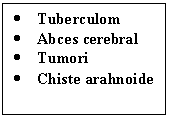Text Box: •	Tuberculom
•	Abces cerebral
•	Tumori
•	Chiste arahnoide
