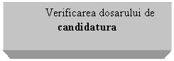 Text Box: Verificarea dosarului de
candidatura
