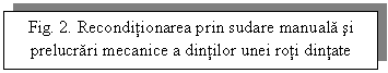 Text Box: Fig. 2. Reconditionarea prin sudare manuala si prelucrari mecanice a dintilor unei roti dintate