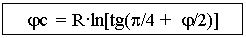 Text Box: jc  = R.ln[tg(p/4 +  j/2)]