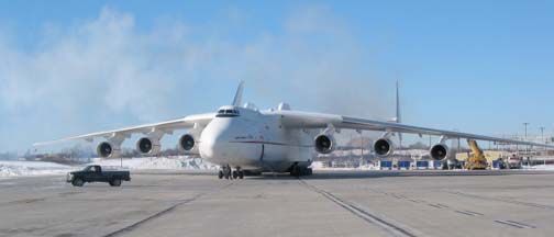 Antonov An-225 Mriya at General Mitchell Int'l Airport, Milwaukee, Wisconson on February 15, 2004