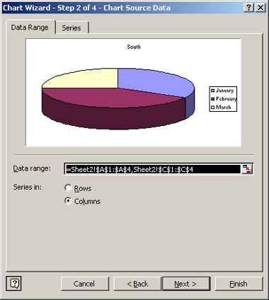 Figure 5-8: Confirm the data range, and switch between Rows and Columns as needed.