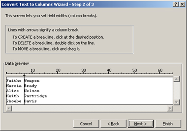 Figure 6-3: Separating text based on a fixed width.