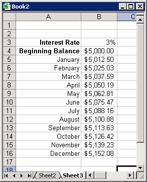 Figure 3-7: See if you can figure out the formulas to use for this worksheet to produce these results.