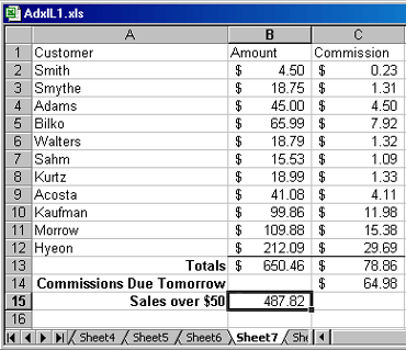 Figure 1-7: The completed worksheet.