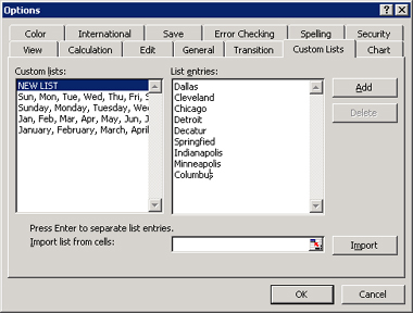 Figure 3-2: Create a custom list.